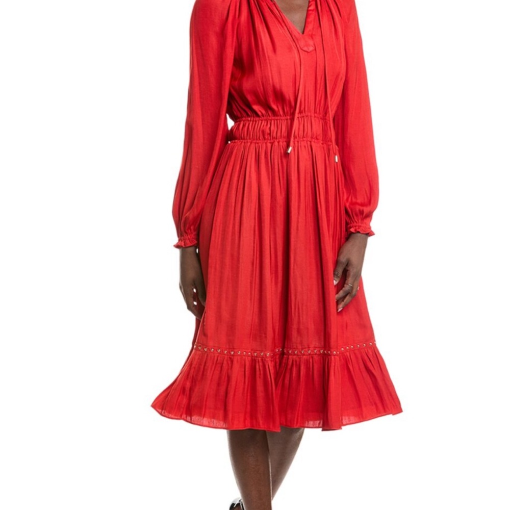 Tahari Vibrant Red Long Sleeve Dress